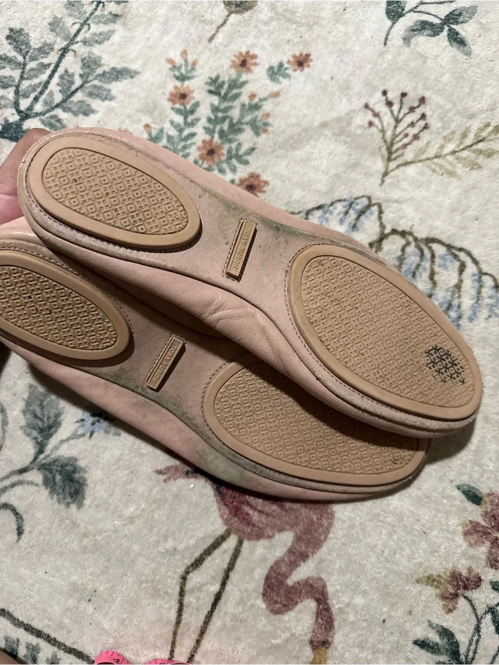 Tory Burch Pale Pink Leather Logo Ballet Flats 11M